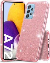 Samsung Galaxy A72 4G & 5G Hoesje Glitters Siliconen TPU Case roze - BlingBling Cover