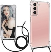 Telefoonhoesje Geschikt voor: Samsung Galaxy S21 Plus met koord - Kettinghoesje - Anti Shock - Transparant TPU - Draagriem voor Schouder / Nek - Schouder tas - ZT Accessoires