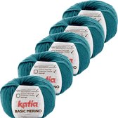 Basic Merino - kleur 39_Groenblauw - bundel 5 bollen 50 gr.  van 120 m.