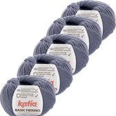 Basic Merino - kleur 72_Jeans - bundel 5 bollen 50 gr.  van 120 m.