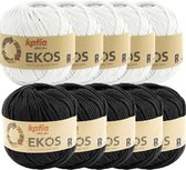 Ekos Combibundel 10 bollen x 50 gr. Zwart-Wit