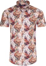 Ferlucci - Heren Korte Mouw Overhemd - Calabria - Tropical Design - Beige