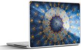 Laptop sticker - 17.3 inch - Cirkel - Mandala - Blauw - Geel - 40x30cm - Laptopstickers - Laptop skin - Cover