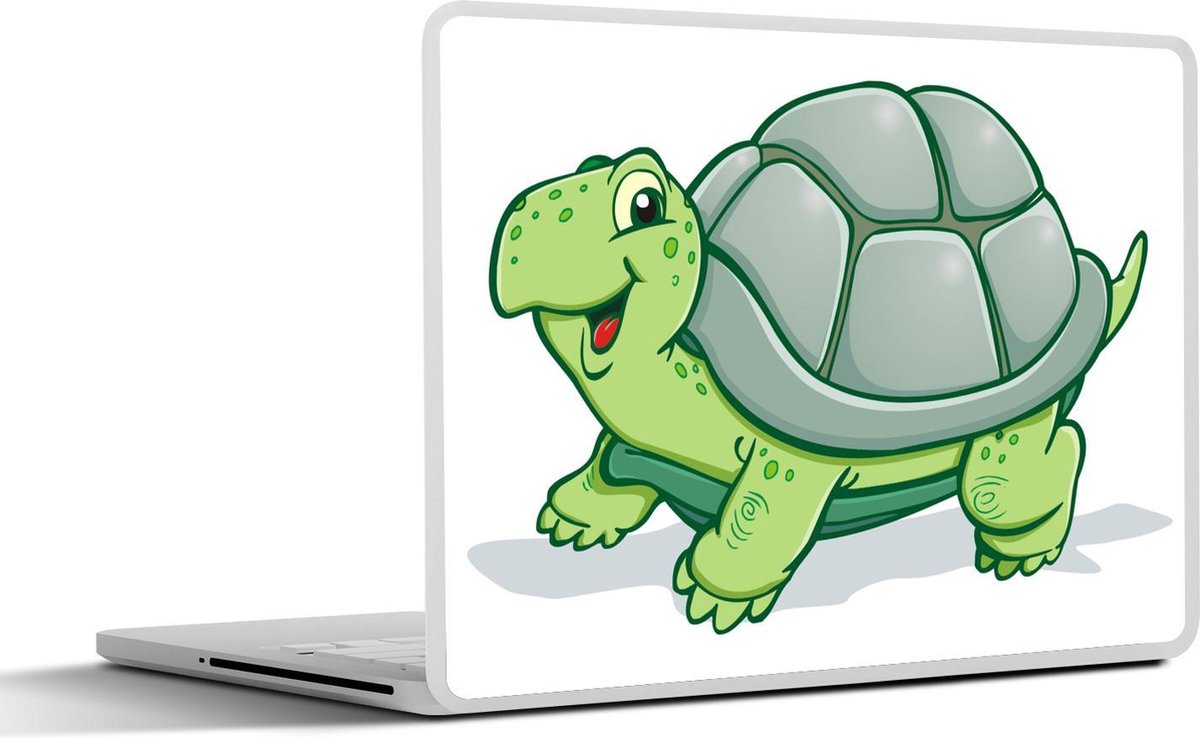 Afbeelding van product SleevesAndCases  Laptop sticker - 14 inch - tekening van de zijkant van een groene schildpad
