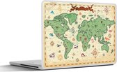 Laptop sticker - 14 inch - Wereldkaart - Kinderen - Piraten - Vintage - Jongens - Meisjes - Kids - 32x5x23x5cm - Laptopstickers - Laptop skin - Cover