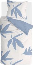 Walra Dekbedovertrek Simple Leaves - 155x220 - 100% Katoen - Off White / Jeans Blauw