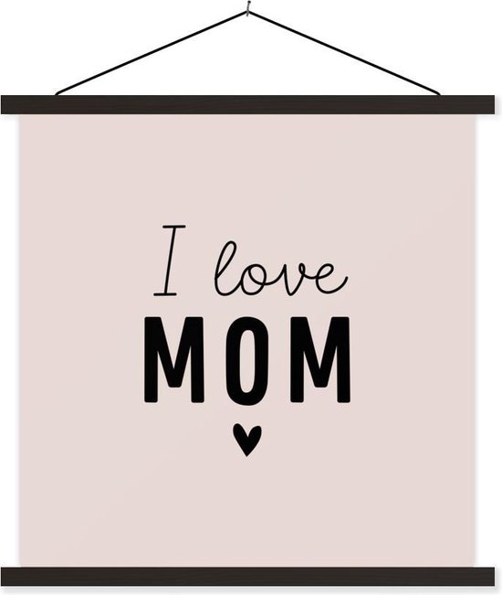 Porte-affiche avec poster - Affiche scolaire - J'aime maman - Proverbes - Citations - Maman - 90x90 cm - Lattes noires