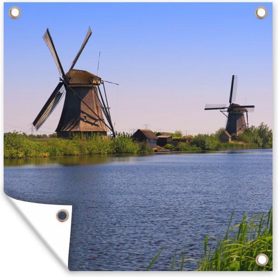 Tuin poster Molen - Wieken - Water - 200x200 cm - Tuindoek - Buitenposter