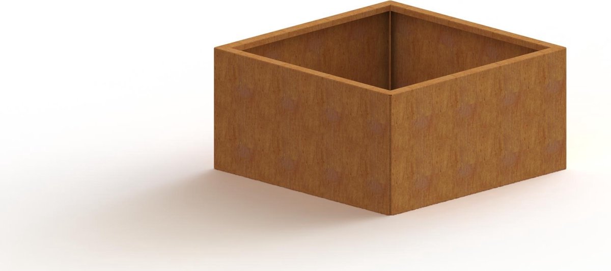Cortenstaal plantenbak - Vierkant - 80x80x60cm - Roestkleur - Met bodem - MySteel