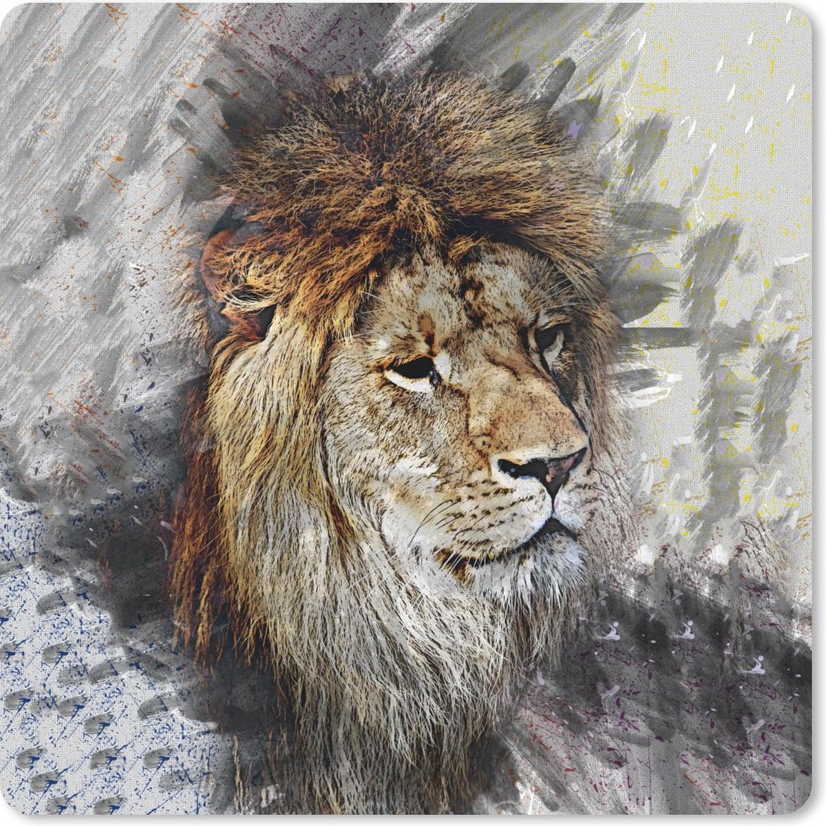 Muismat 30x30 cm - Mousepad Leeuw - Patronen - Kleuren - Muismatten