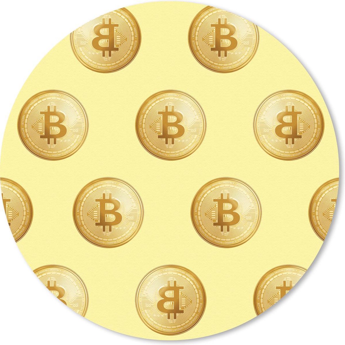 Muismat rond 30x30 cm - Mousepad Bitcoin - Goud - Patronen - Geel - Ronde muismatten