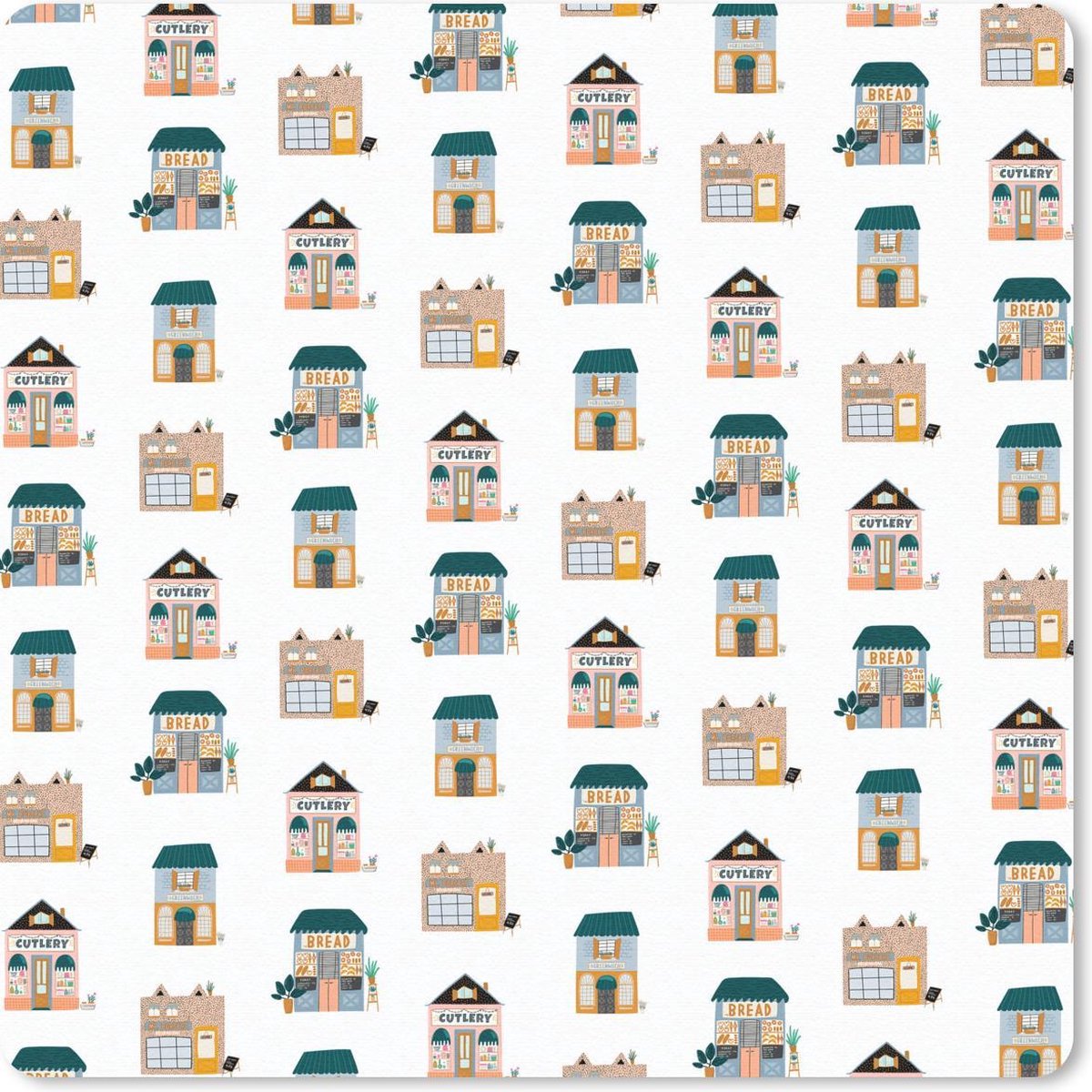 Muismat 20x20 cm - Mousepad Huis - Patronen - Kleuren - Muismatten