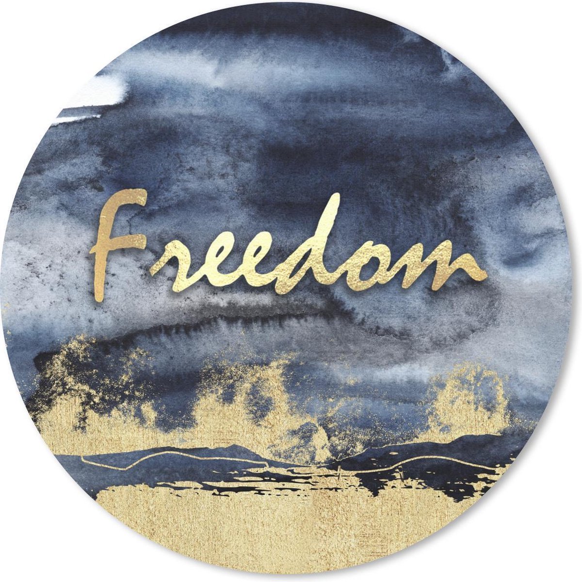 Muismat rond 20x20 cm - Mousepad Quote - Vrijheid - Goud - Zwart - Ronde muismatten