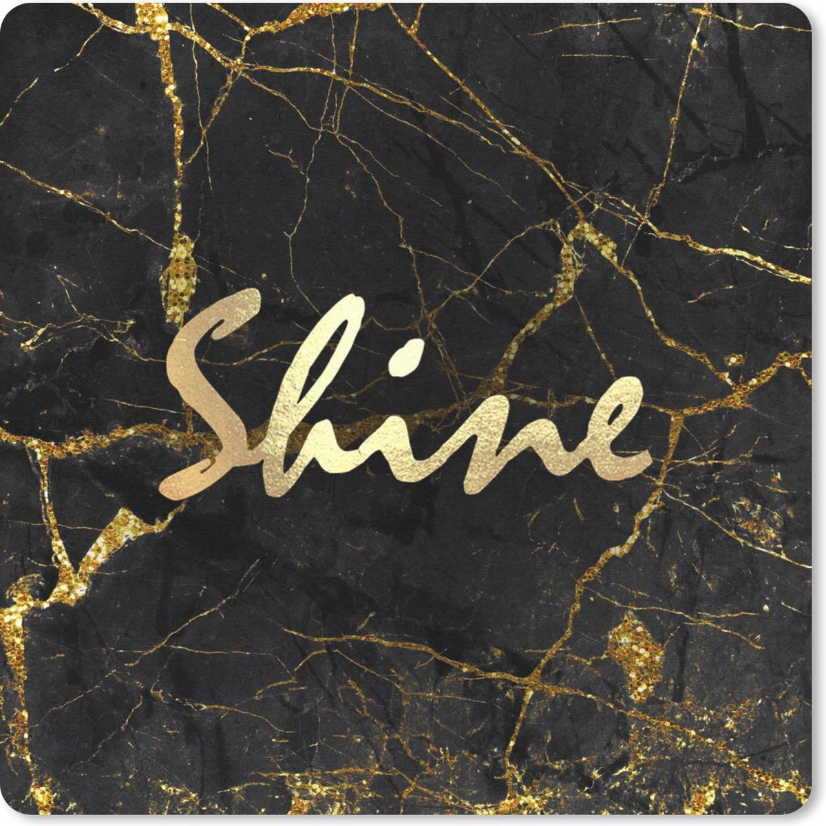 Muismat 30x30 cm - Mousepad Quote - Shine - Goud - Marmer print - Muismatten