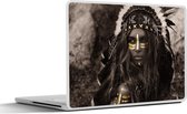 Laptop sticker - 10.1 inch - Vrouw - Indianentooi - Goud - 25x18cm - Laptopstickers - Laptop skin - Cover