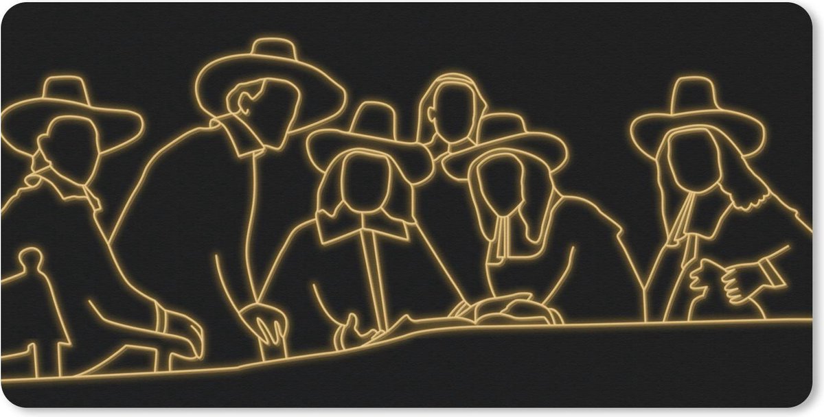 Bureauonderlegger - De staalmeesters - Rembrandt van Rijn - Goud - 60x30 - Muismat