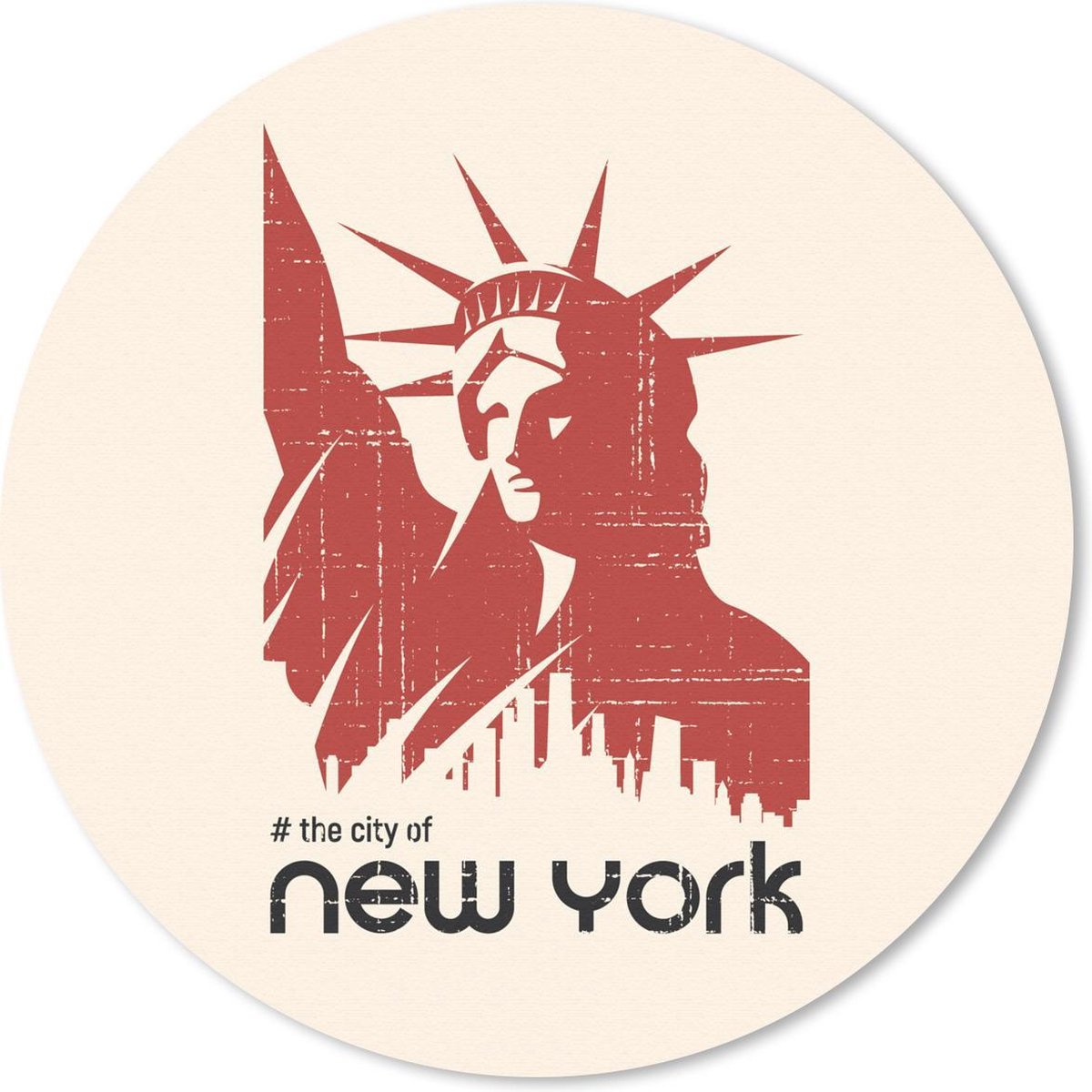 Muismat rond 30x30 cm - Mousepad New York - Vrijheidsbeeld - Roze - Ronde muismatten