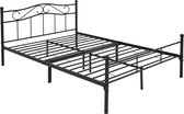 ML-Design metalen bed zwart, 140x200 cm, op stalen frame met hoofdbord en voeteneind