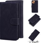 Skin Feel Pure Color Horizontal Flip Leather Case met houder & kaartsleuven & portemonnee voor iPhone 13 (zwart)