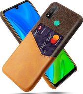 Voor Huawei P smart 2020 Doek Textuur PC + PU lederen achterkant Schokbestendig hoesje met kaartsleuf (oranje)