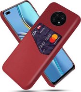 Voor Huawei nova 8i Doek Textuur PC + PU Lederen Achterkant Schokbestendig Hoesje met Kaartsleuf (Rood)