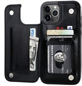ShieldCase geschikt voor Apple iPhone 13 Pro Max wallet case - zwart - Bookcase hoesje portemonnee - Walletcase flipcase shockproof hoesje pasjeshouder