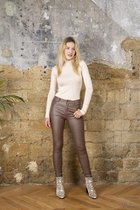 Broek Toxik3 hoge taille lederlook taupe