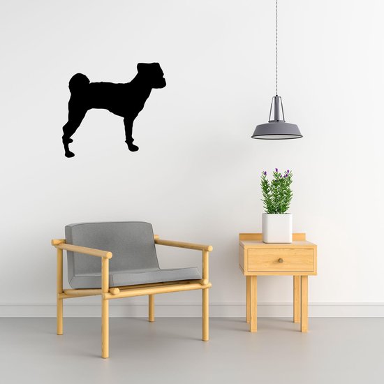 Chug - Chien Silhouette - XS - 25x28cm - Zwart - décoration murale