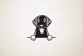 Curly Coated Retriever - hond met pootjes - XS - 19x21cm - Zwart - wanddecoratie