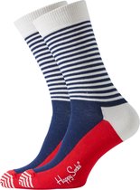 Bol.com Happy Socks Half Stripe Sokken - Wit/Blauw/Rood - Maat 36-40 aanbieding