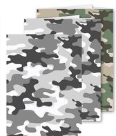 Verhaak Schrift Camouflage Lijnen A5 Papier Grijs/groen 3 Pcs