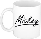 Mickey naam cadeau mok / beker met sierlijke letters - Cadeau collega/ vaderdag/ verjaardag of persoonlijke voornaam mok werknemers