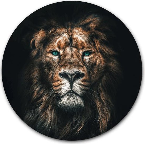 Tuincirkel Leeuw - WallCatcher | Tuinposter rond 80 cm | Buiten muurcirkel Lion