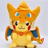 Pokemon Knuffel Pikachu -LMSG Pokemon Pikachu Cosplay Charizard Y knuffel 22 cm, schattig knuffel speelgoed poppen pluche speelgoed kinderen (geel) - (WK 02123)