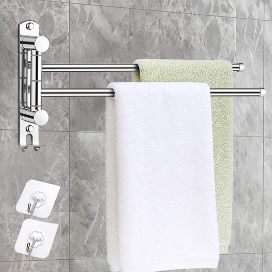 1 stuk handdoekdeur voor de badkamer met 6 180° draaibare roestvrijstalen stangen