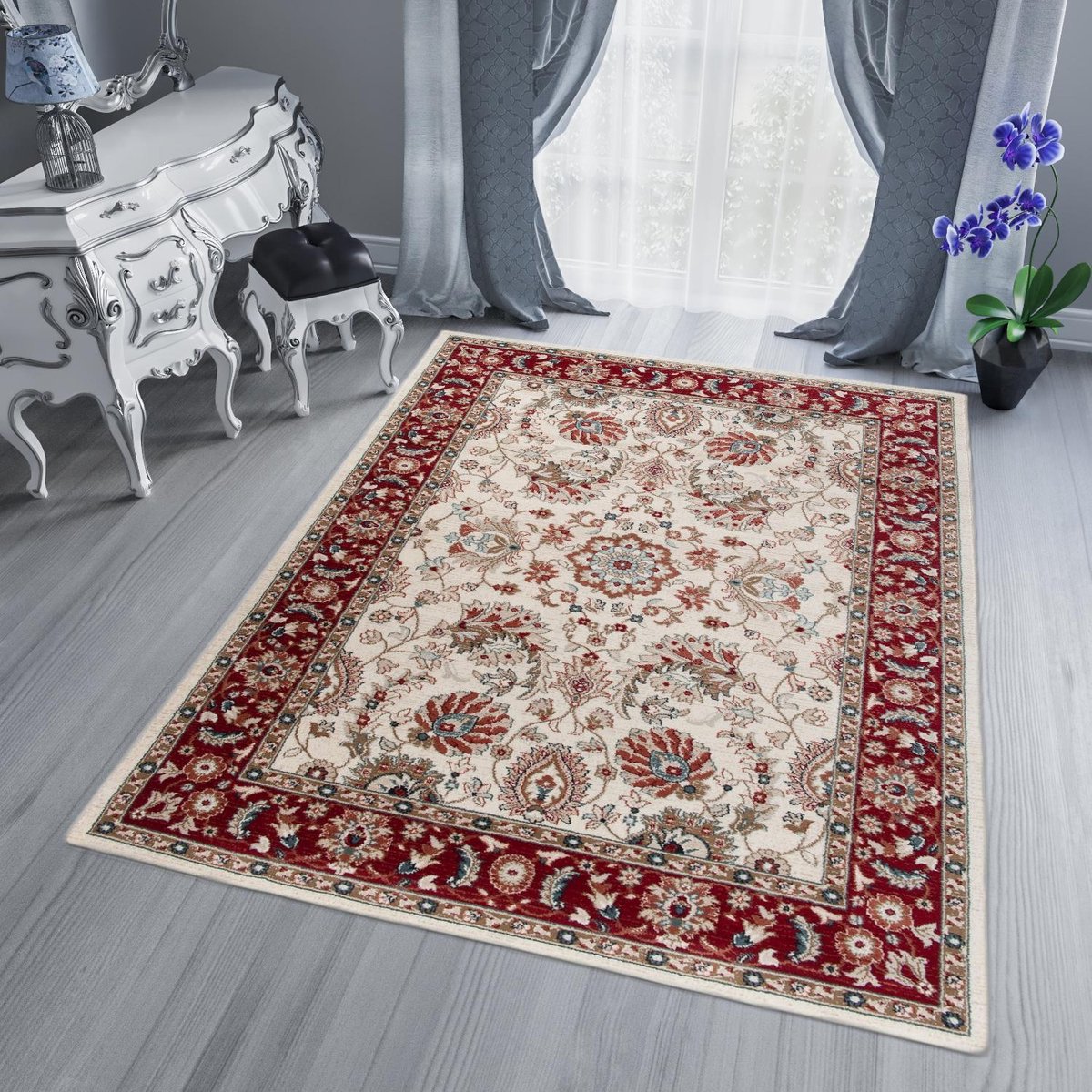 Tapiso Lotus Tapis Salon Chambre Beige Design Ambiance de vie