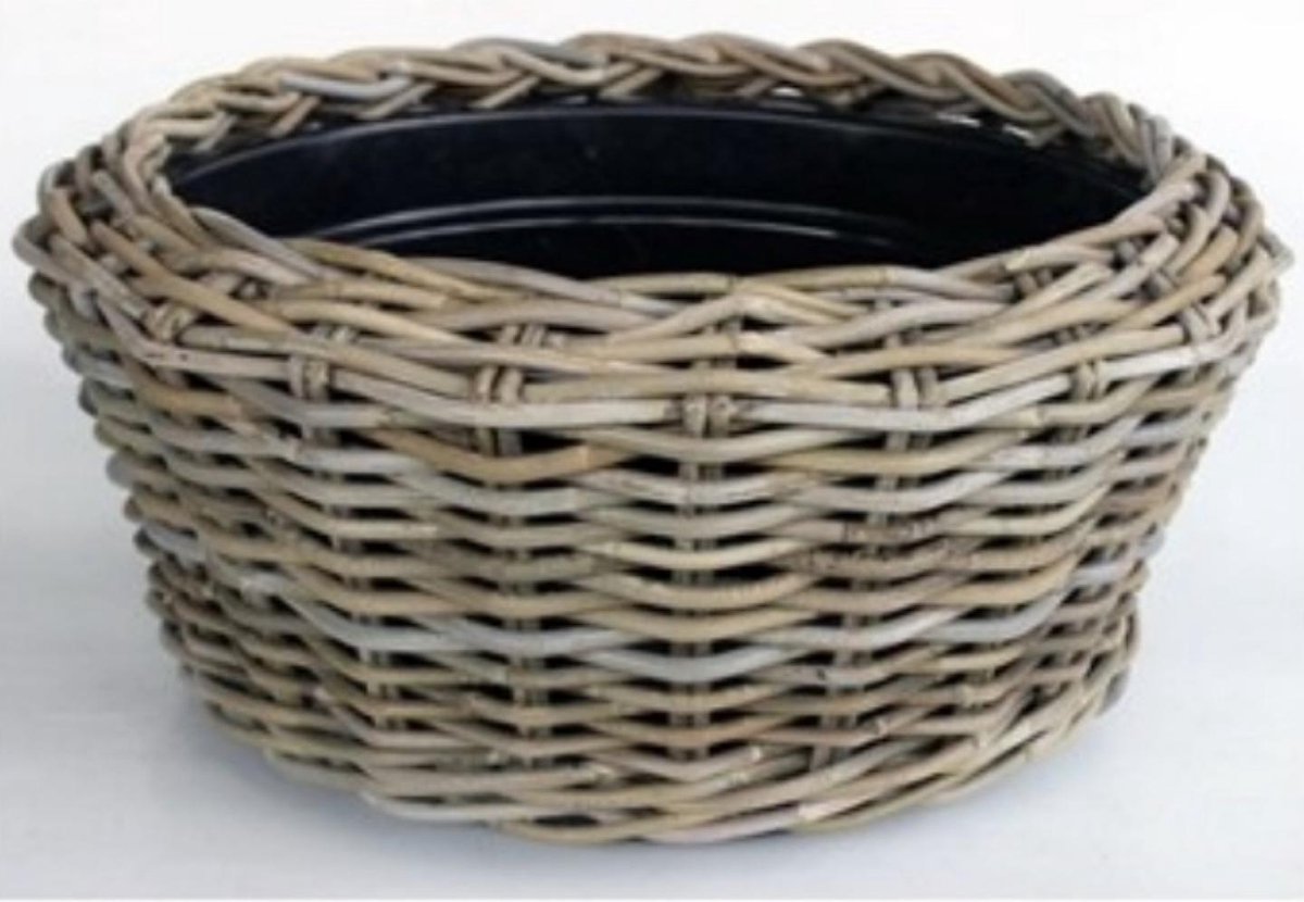 Drypot Schaal Rotan Grijs d55h24cm