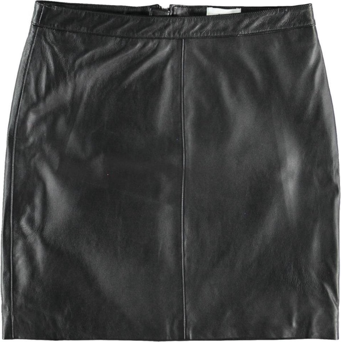 Object gevoerde korte zwarte leren rok - hogere taille - Maat 34