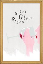 JUNIQE - Poster met houten lijst Glück Glück Glück -30x45 /Ivoor &