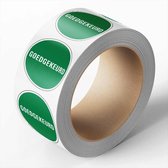 Goedgekeurd sticker, groen, 25 meter op rol 30 mm - 800 per rol