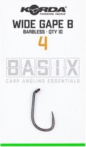 Korda Basix Wide Gape - Barbless - Haak - Maat 4 - Grijs