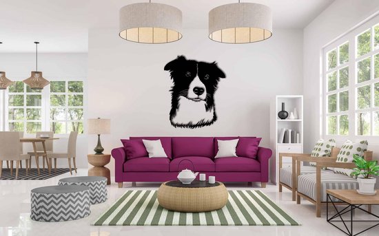 Décoration murale - Curious Border Collie - S - 55x45cm - décoration murale - Line Art
