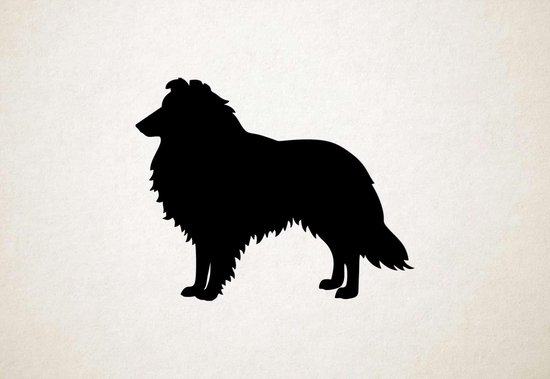 Silhouette hond - Shetland Sheepdog - Shetland-herdershond - M - 60x75cm - Zwart - wanddecoratie
