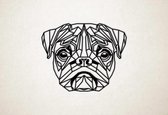 Line Art - Hond - Pug - XS - 24x30cm - Zwart - geometrische wanddecoratie