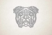 Line Art - Hond - Engelse Bulldog - M - 60x71cm - Wit - geometrische wanddecoratie
