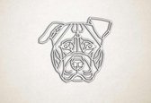 Line Art - Hond - Pitbull - XS - 25x29cm - Wit - geometrische wanddecoratie
