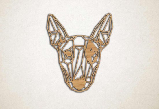 Line Art - Hond - Bull Terrier - M - 71x60cm - Eiken - geometrische wanddecoratie