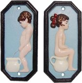 Wanddecoratie - Klassieke toilet bordjes - Jongen en meisie - 17,5 cm hoog