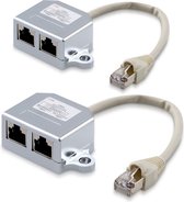 kwmobile 2x séparateur de câble réseau - Répartiteur de Réseau - 1 câble Ethernet RJ45 (8 fils) à 2 bus RNIS RJ45 (4 fils) - Avec câble réseau - Zwart