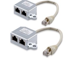 kwmobile 2x netwerk kabel splitter - Netwerk splitter - 1 ethernetkabel RJ45 (8-aderig) naar 2 ISDN-bus RJ45 (4-aderig) - Met netwerkkabel - Zwart
